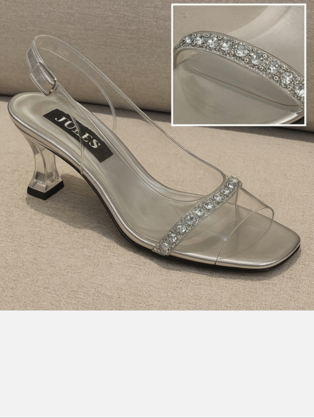 Vintage Cinderella Slingback Open Toe Party Clear Block Heels Shoes Size 6.5